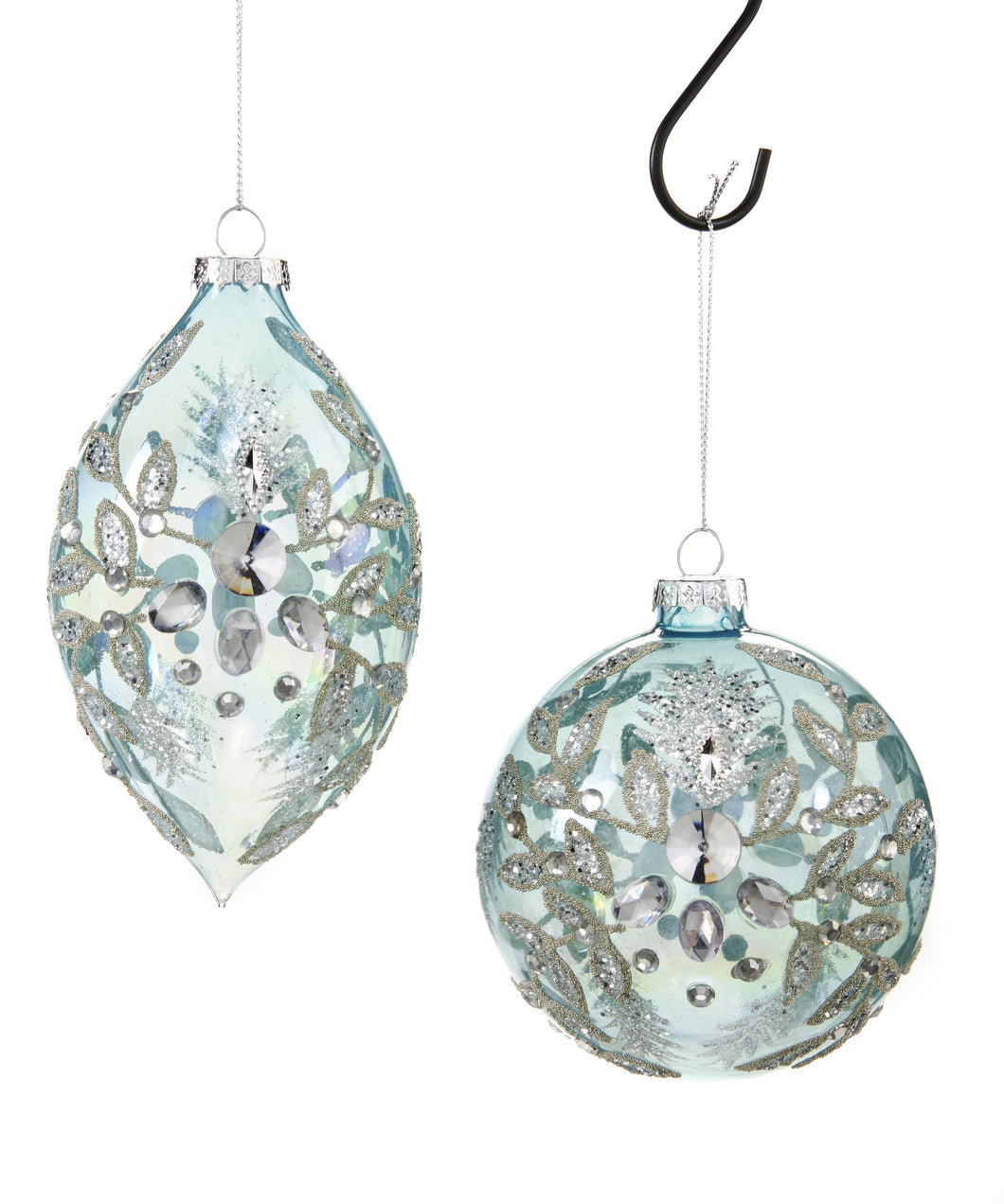 Blue Jeweled Glass Ornament