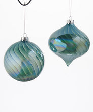 Load image into Gallery viewer, Iridescent Blue Glass Ball Ornament
