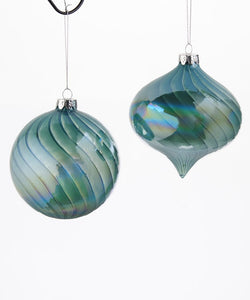 Iridescent Blue Glass Ball Ornament