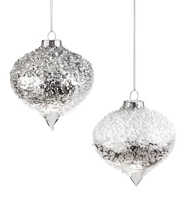 Stunning Silver Bead & Glitter Ornament