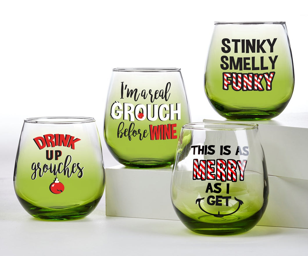 Grinchy Grouch Wine Glass
