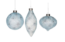 Load image into Gallery viewer, Blue Ice Glass Ball Ornament
