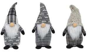 Black & White Plaid Stuffed Gnomes Figurines