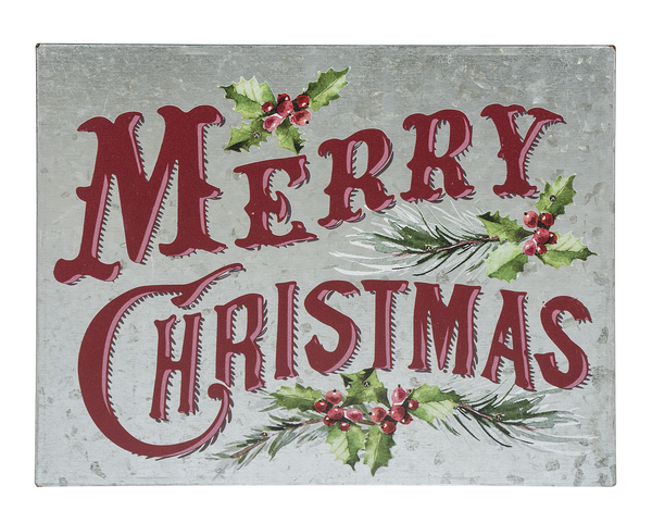 Merry Christmas Galvanized Lit metal sign