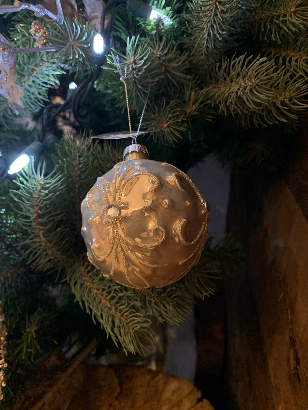 Gold Glitter Ball Ornament