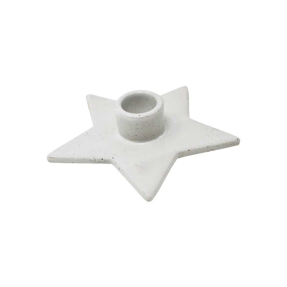 White Ceramic Star Candle Holder