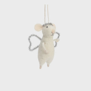 White Felt Angel Mouse Ornament