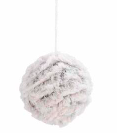 black white fur ball ornament
