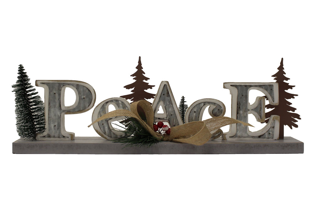 Galvanized Peace Shelf Sign