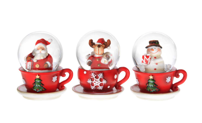 Small Red Kids Snowglobe in Teacup