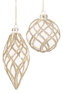 Gold Patterned Glass Ball Ornament