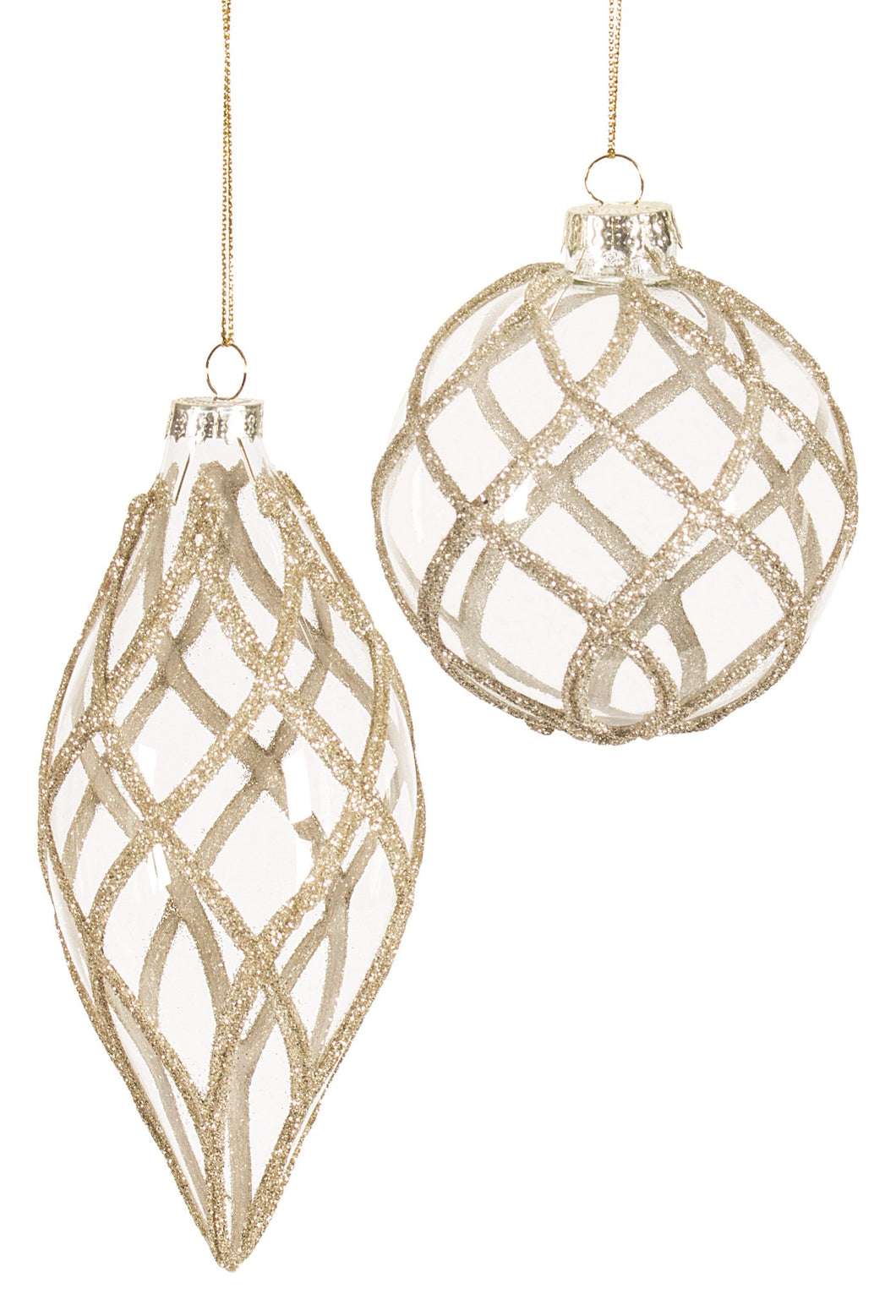 Gold Patterned Glass Ball Ornament