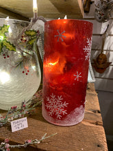 Load image into Gallery viewer, Red Glass Snowflake Design Candle Holder
