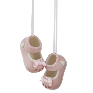 Pink Porcelain Baby Shoe Ornament (2 pc)