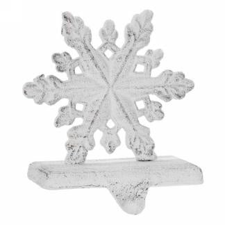 White Cast Iron Snowflake Stocking Holder