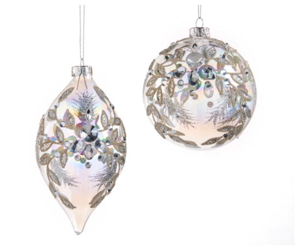Bejeweled Glass Ornament, 2 Asst.