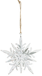 Antique White Metal 3d Snowflake Ornament