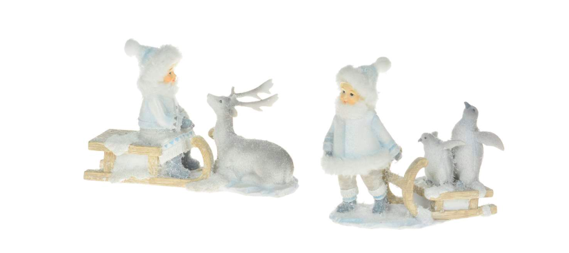Child w Sled Animals