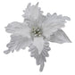 White Poinsettia Pick w Silver Center