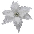 White Poinsettia Pick w Silver Center