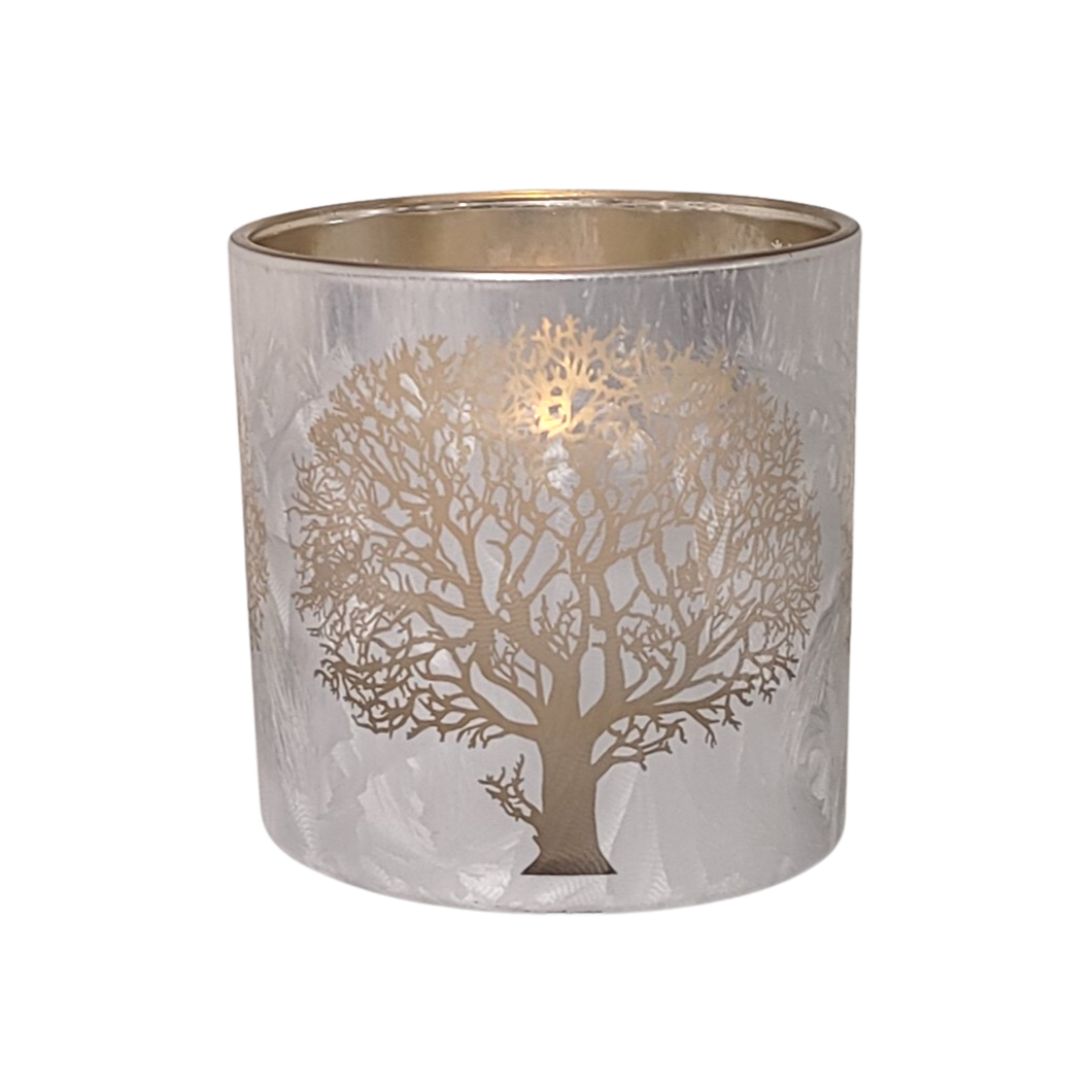 Gold & Silver Etched Tree Votive