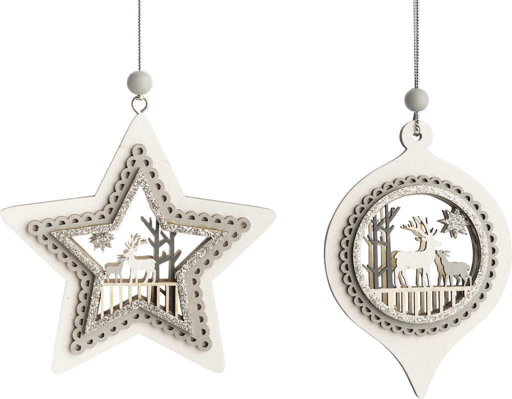 Printed White Wooden Ornament