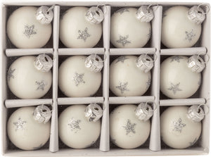 Mini White Glass Ornaments (set of 12)