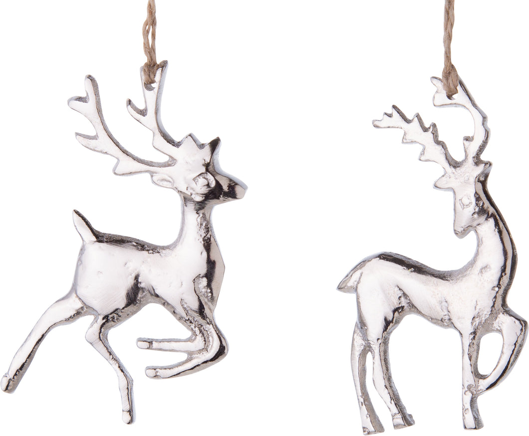 Silver Cast Metal Deer Ornament