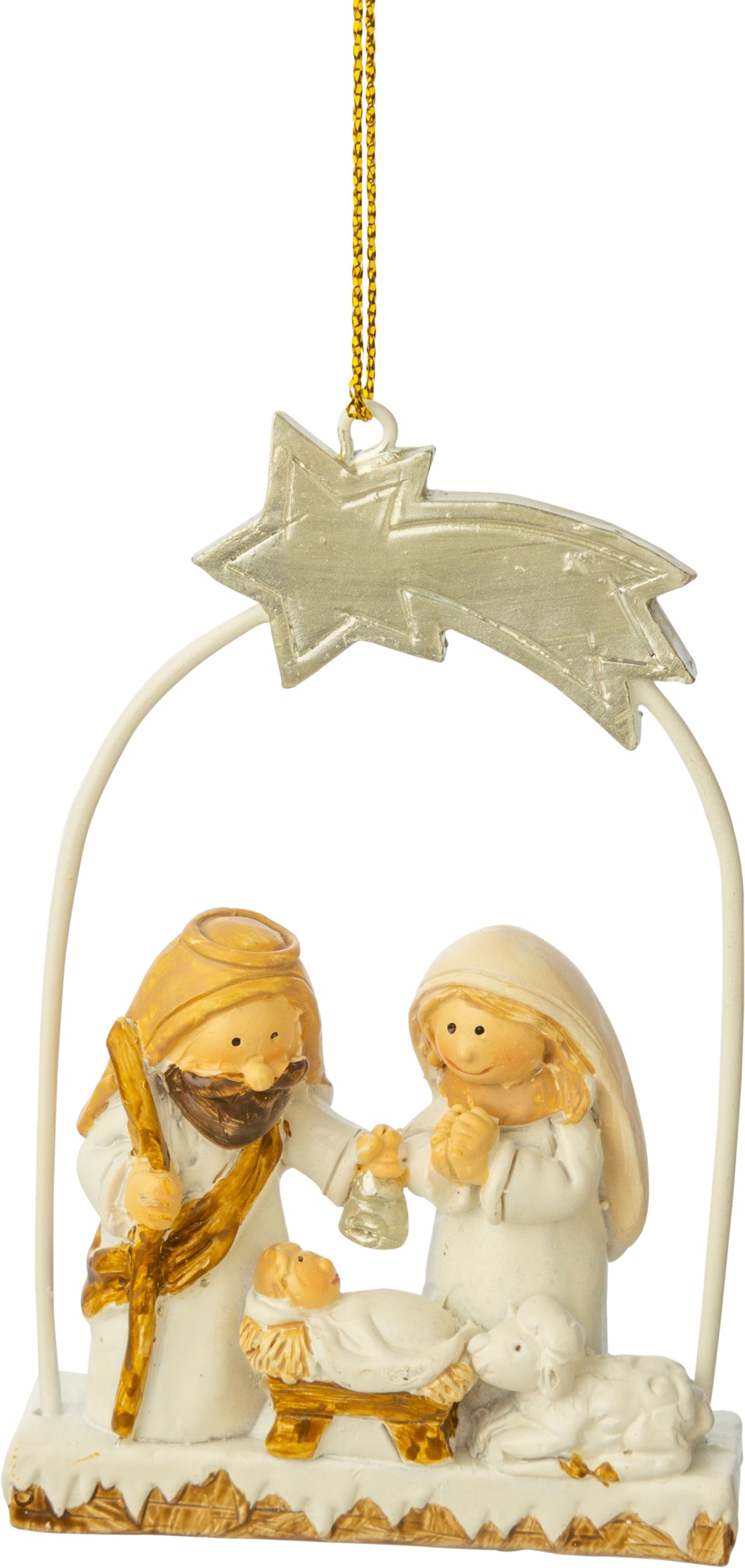 Gold & White Nativity Ornament