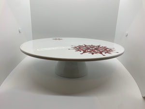 White & Red Pattern Cake Plate