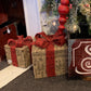 Fabric gift box w bow burlap designed