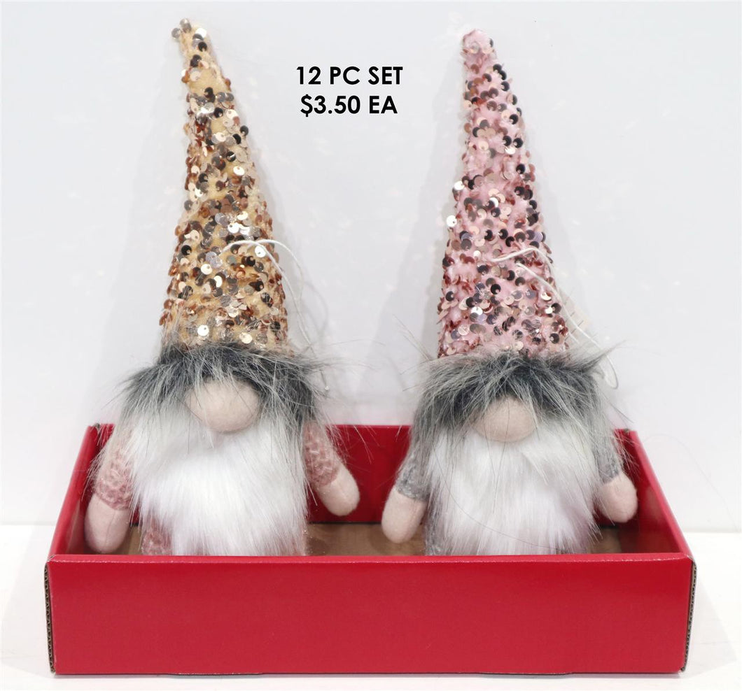 Sparkly Plush Gnome Ornament