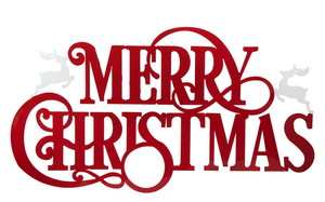 Red Metal Scripted Merry Christmas Sign