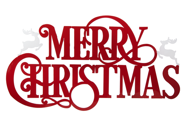Red Metal Scripted Merry Christmas Sign