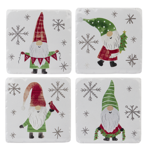 Red & Green Gnome Coasters (4 pc set)