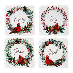 Cardinal In Wreath Coasters (4pc set)