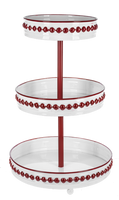 Red Beaded 3 Tier White Tray