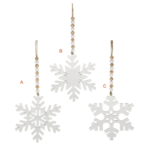 White Wooden Snowflake Ornament