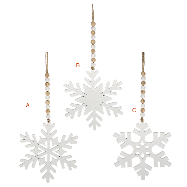 White Wooden Snowflake Ornament