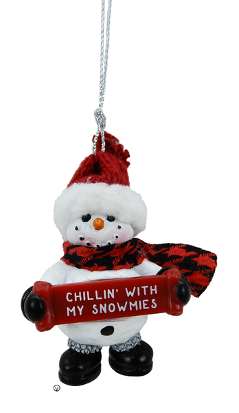 Cozy Snowman Ornament w Sayings