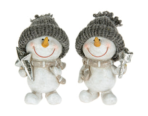 Cute Snowman in Grey Knit Hat