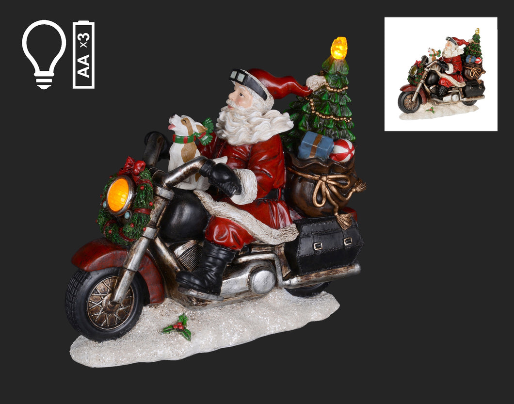 Santa Riding A Motorcycle (lit)