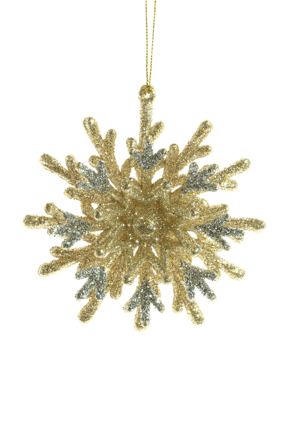 Gold & Silver Glittering Snowflake Ornament
