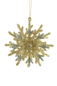 Gold & Silver Glittering Snowflake Ornament