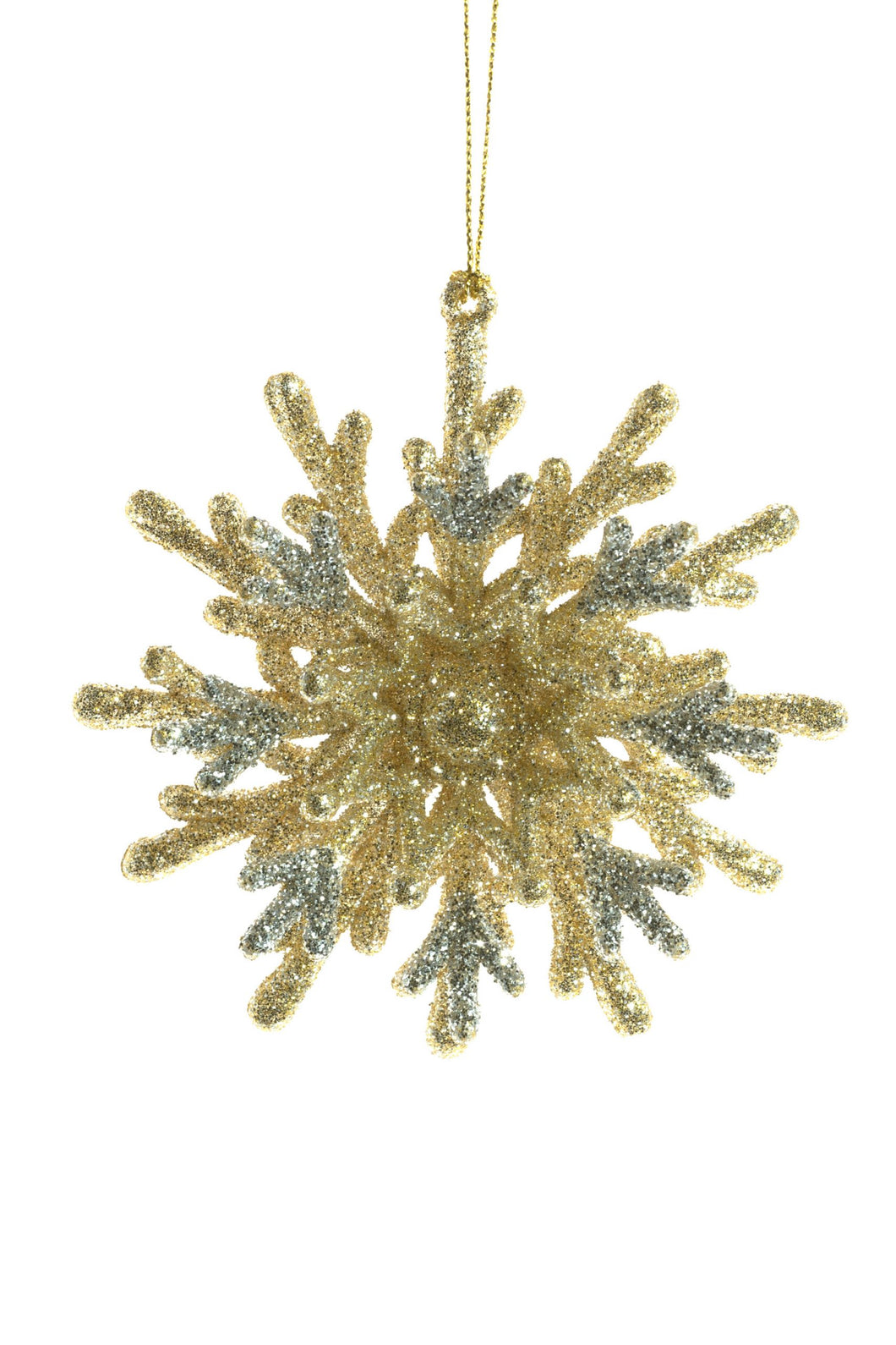 Gold & Silver Glittering Snowflake Ornament