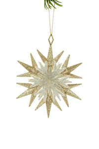 Gold Glittered 3-D Snowflake Ornament