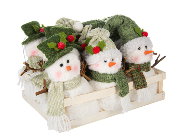 Soft Green Plush Snowman Ornament