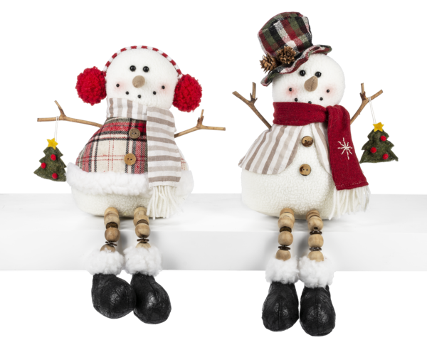 Playfully Plush Patterned Snowman Shelf Sitter