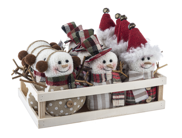 Plush Snowman Ornament w Plaid