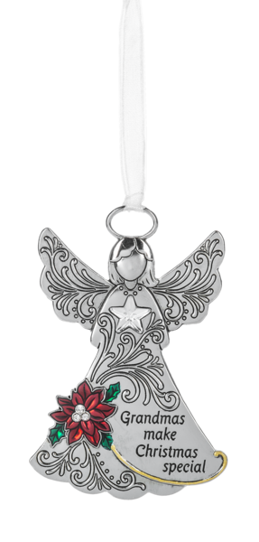 Grandma Silver Angel Ornament